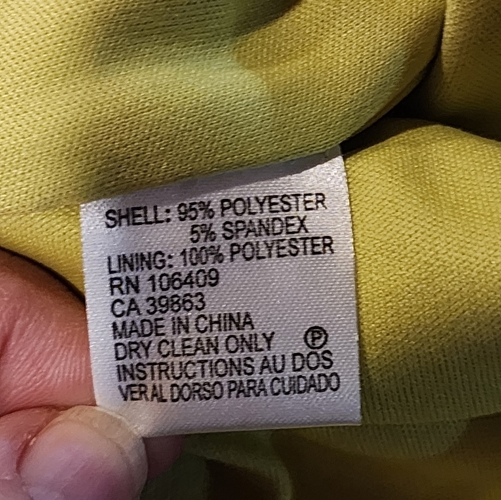 Tahari ASL Chartreuse Belted Sheath Dress Cap Sleeve Knee Length Workwear Sz 12 - Picture 10 of 10